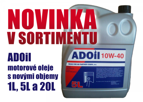 Novinka v sortimentu – ADOil oleje s novými objemy 1L, 5L a 20L